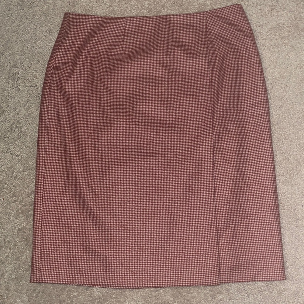Vintage Brooks Brothers Burgundy Houndstooth Wool skirt Sz 2